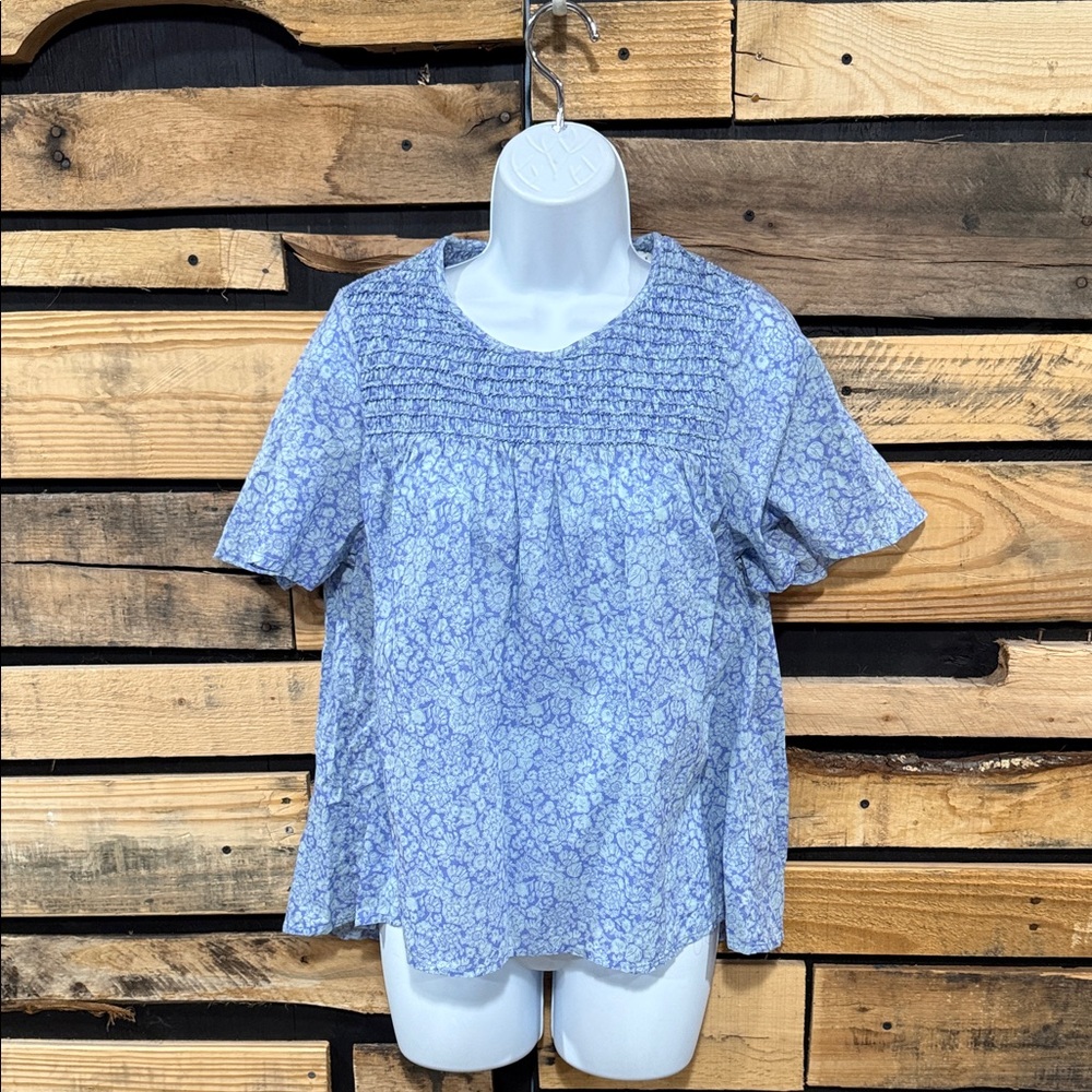 VINEYARD VINES Among the Flowers Smocked Too in Aqua Haze Flowers 2W001246 Sz S